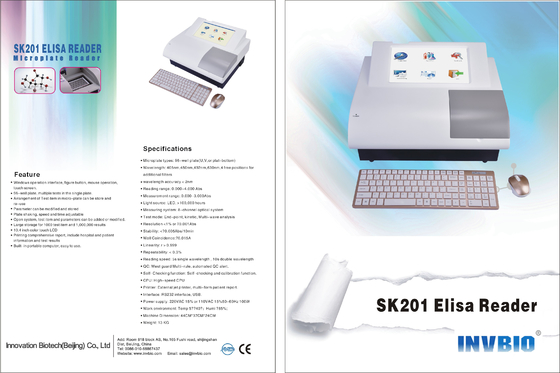 SK201 8 채널 Elisa 미소 평판 해독기 임상 화학 분석기
