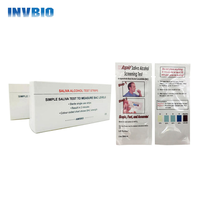 INVBIO 개인적 단일 스텝 타액 알코올 시험은 25개 스트립 / 박스를 벗깁니다