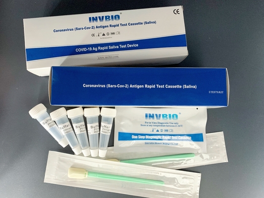 INVBIO 정확도 코로나바이러스 타액 르트크 테스트 5pcs/ 박스 정성 검정